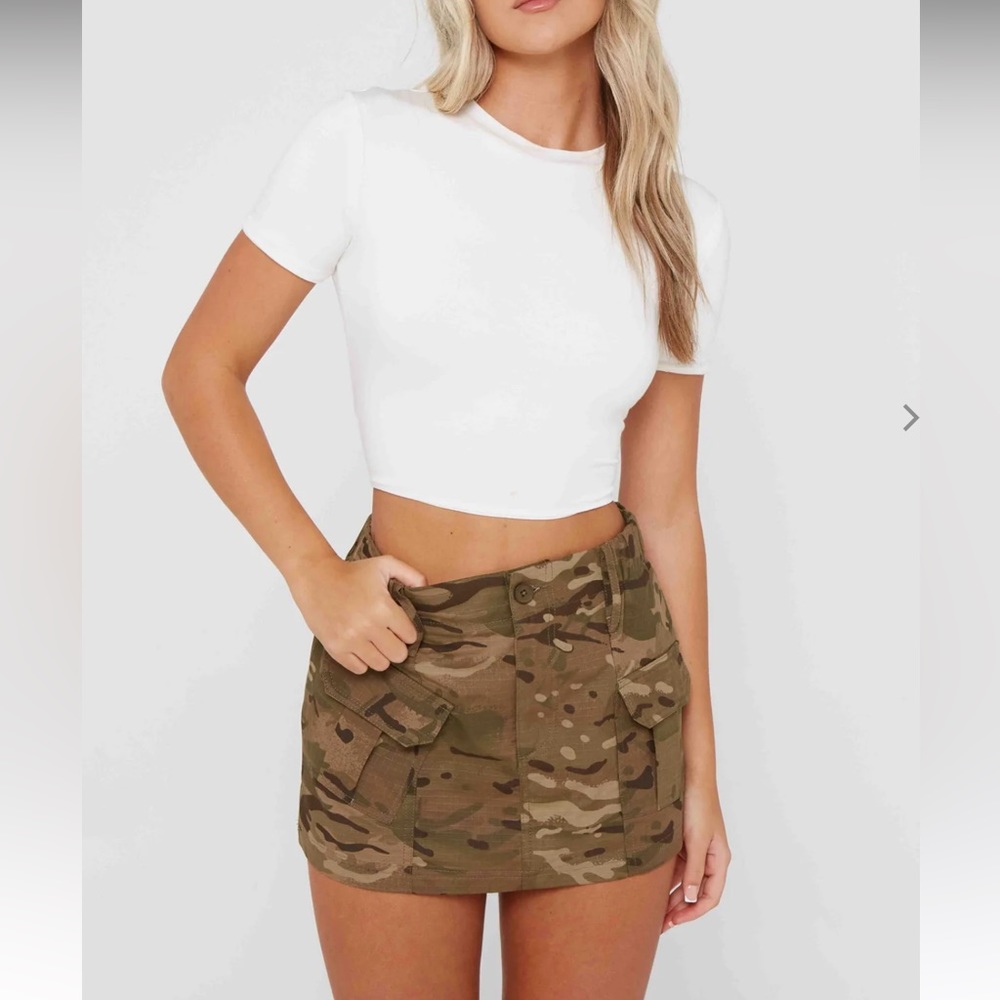 NWT LUXE TO KILL Camo Cargo Mini Skirt